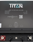 TITAN 12V 230Ah Underseat battery top view showing the specification label and hibernation switch