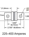 Class T fuse dimensioned drawing — Blue Sea Systems 5112–5121