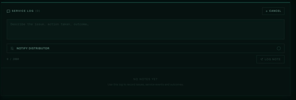 TITAN trade portal service log screenshot