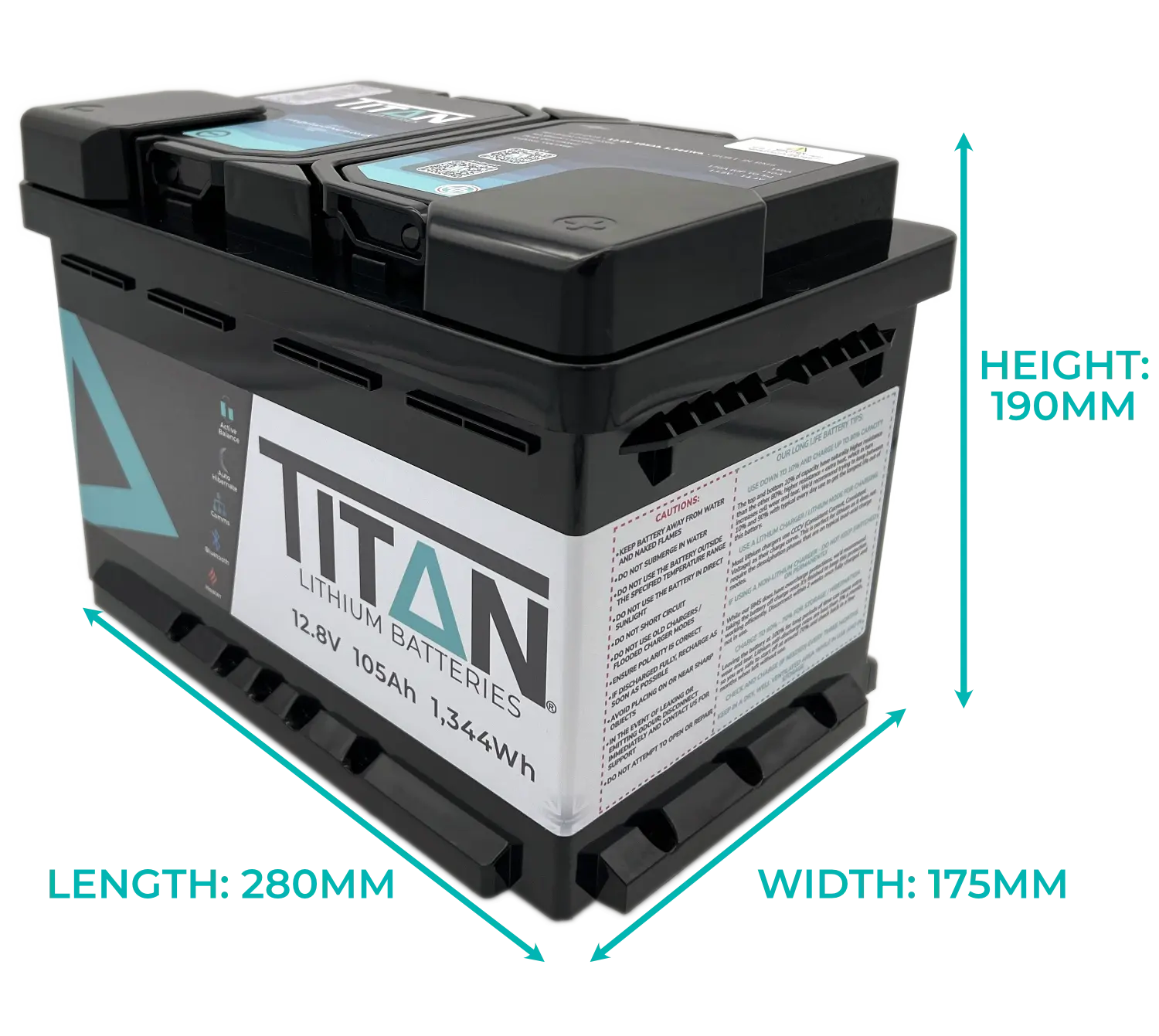 TITAN 12V 105Ah lithium leisure battery, DIN Type 096, ex-customer return
