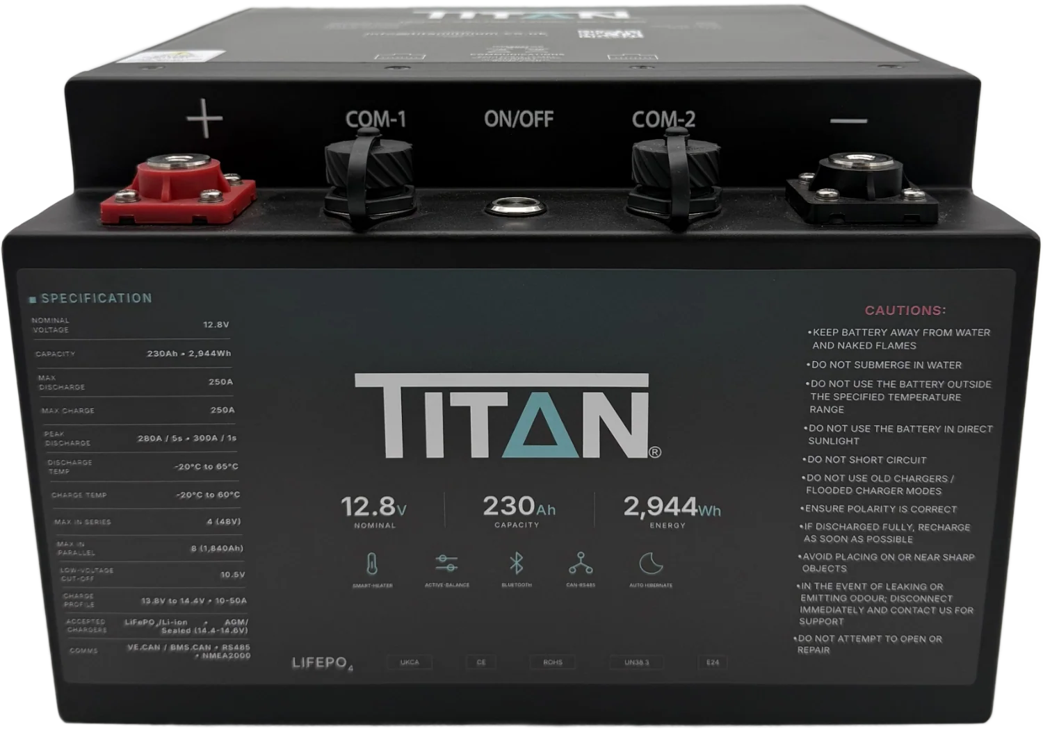 TITAN 12V 230Ah Underseat battery front view