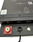 Close-up of the TITAN 230Ah Underseat recessed terminal channel, M8 post and sealed RJ45 comms port