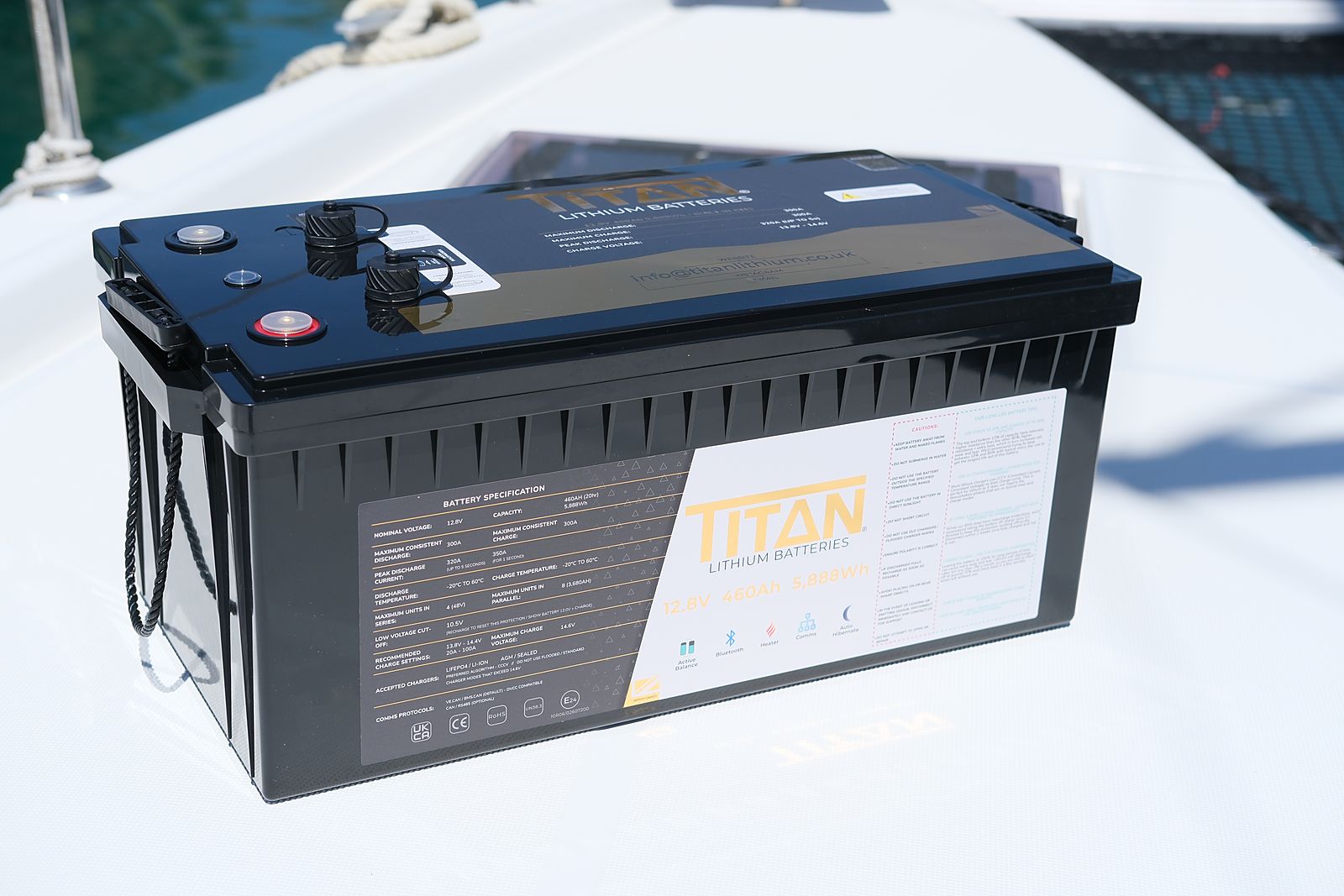 TITAN 460Ah lithium battery on the deck of the yacht Runa